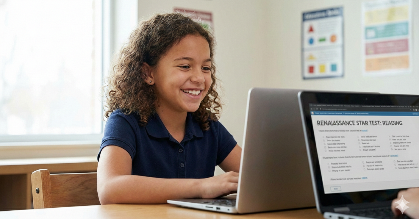 Student taking reading test